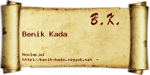 Benik Kada névjegykártya